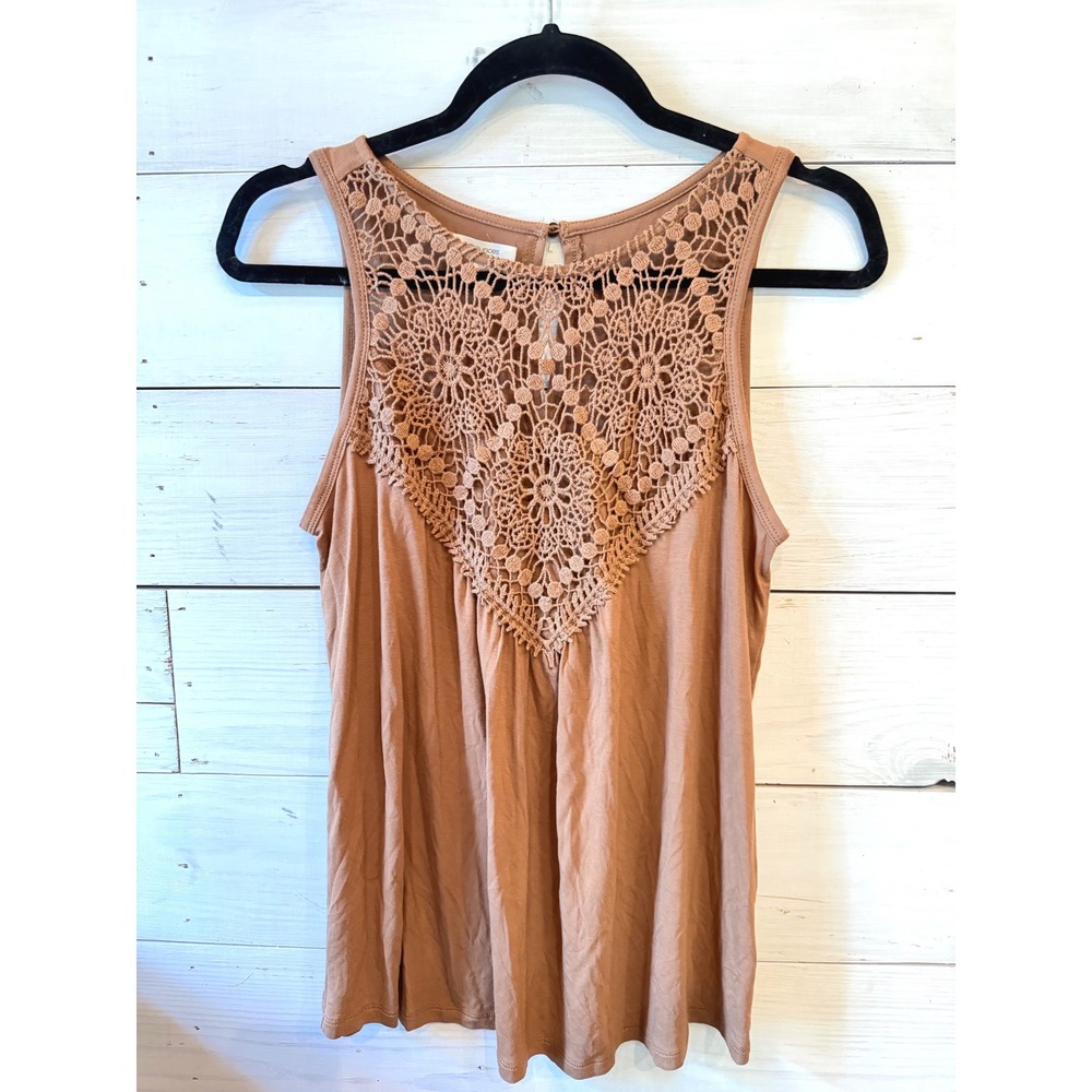 Maurices‎ Womens Crochet Lace Bib Tank Top Terracotta Brown Sleeveless Boho Med